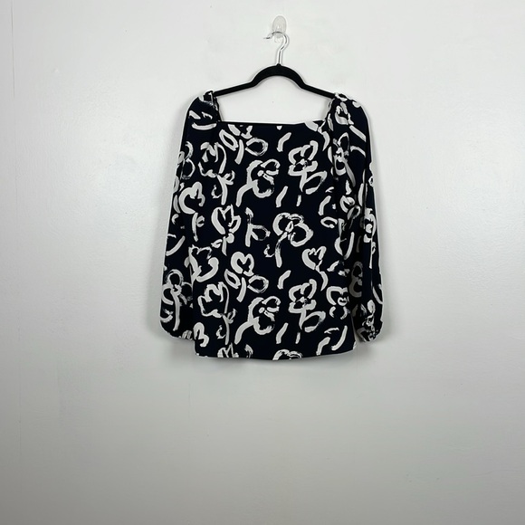 J Crew 365 Long Sleeve Womens 16 Square Neck Pullover Paint Stroke Print Tunic - Picture 6 of 10